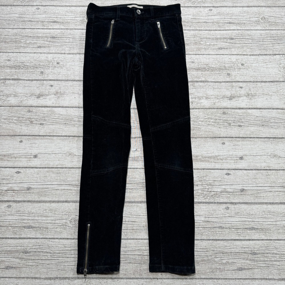 Banana Republic Pants Women's 25 Black Corduroy Ankle Zip Straight Leg Stretch
